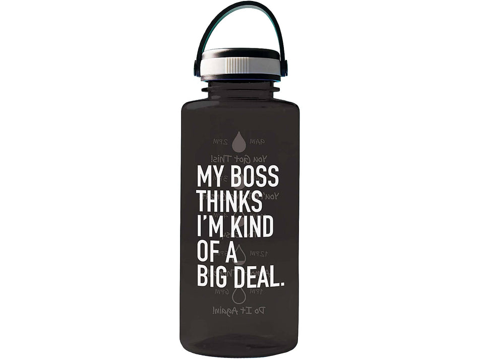 Baudville Drink it Up! "Big Deal" Plastic Water Bottle, 36 oz., Black, 2/Pack
