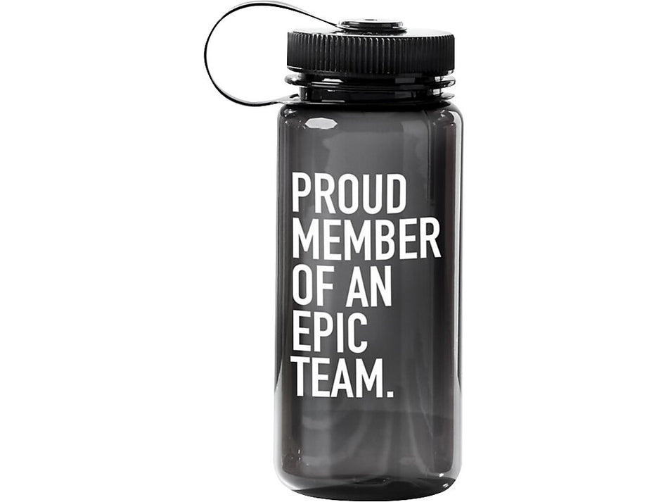 Baudville "Proud Member Of An Epic Team" Plastic Water Bottle, 21 oz., Translucent Black/White