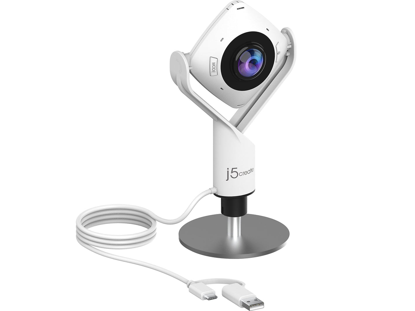 j5create Full HD 1920 x 1080 Conferencing Webcam, 2.1 Megapixels, White/Black
