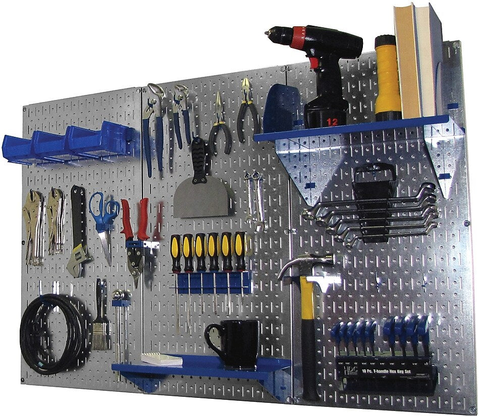 Wall Control 4' Metal Pegboard Standard Workbench Kit, Galvanized Tool ...