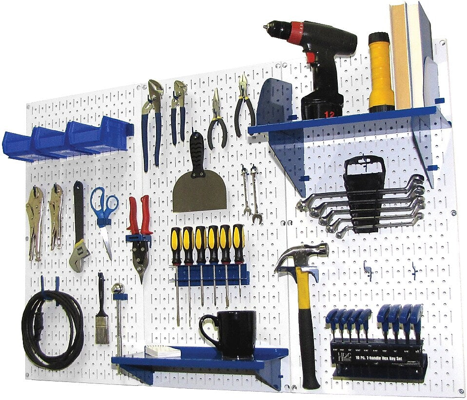 Wall Control 4' Metal Pegboard Standard Workbench Kit, White Tool Boar ...