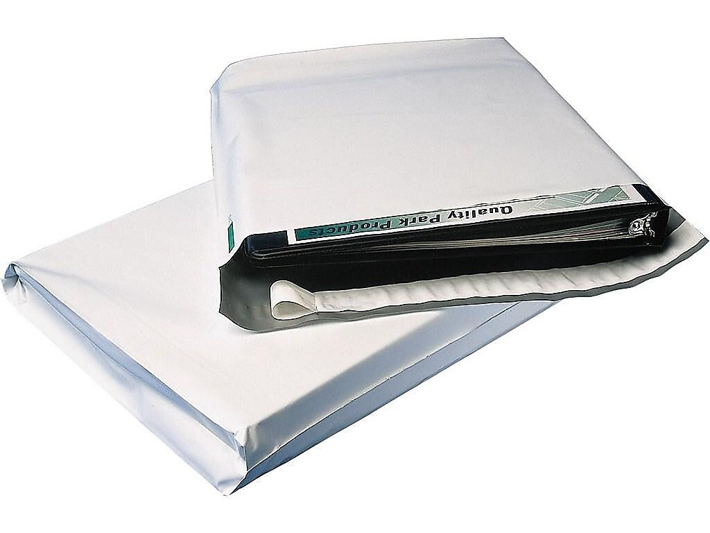 11"W x 13"L Redi-Strip Expansion Poly Mailers, White, 100/Box