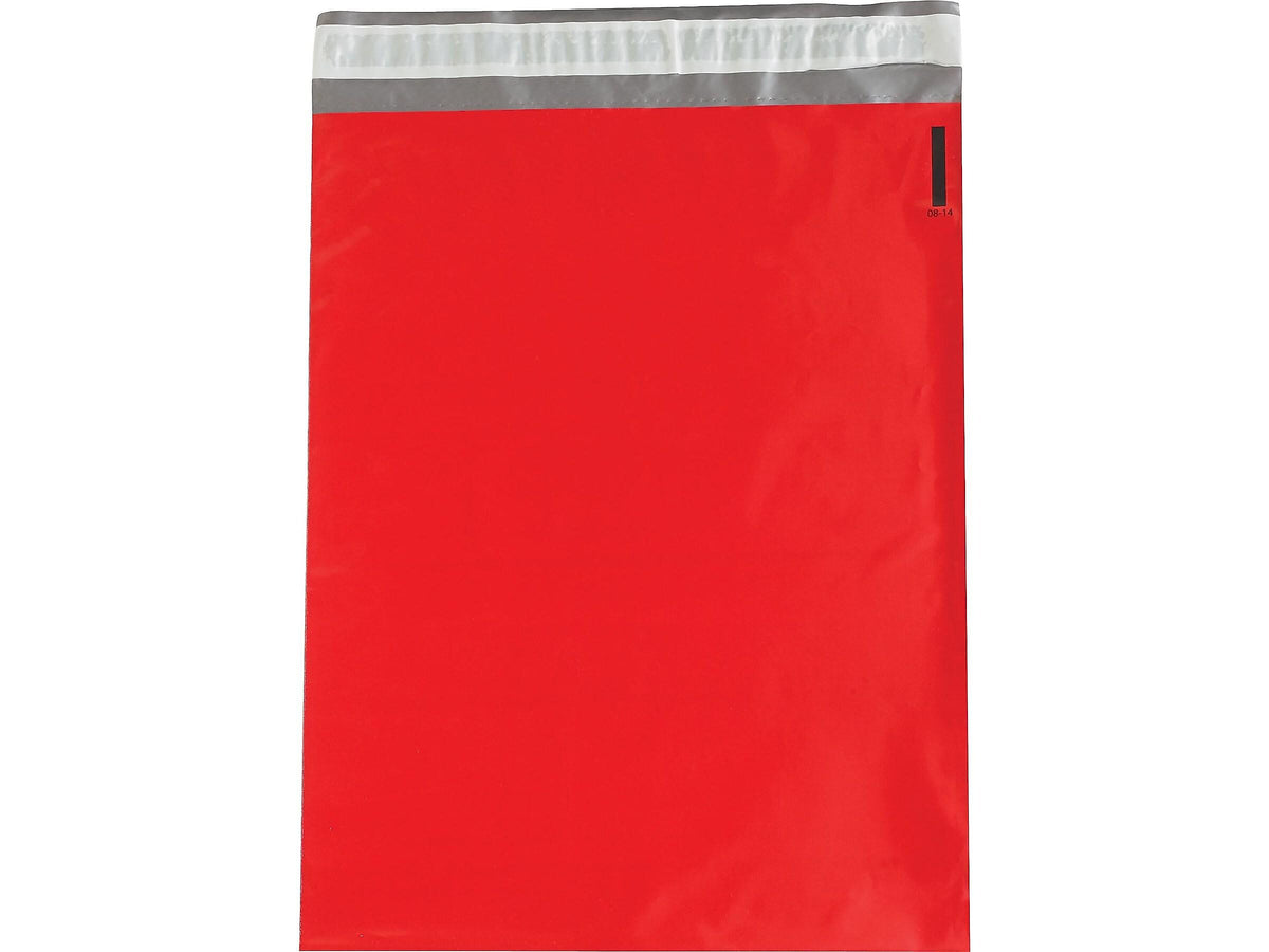 14.5"W x 19"L Peel & Seal Colored Poly Mailer, Red, 100/Carton
