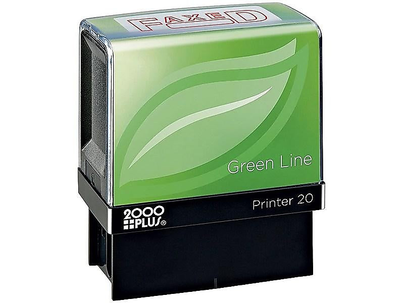 2000 Plus Green Line Pre-Inked Stamp, FAXED, Red Ink