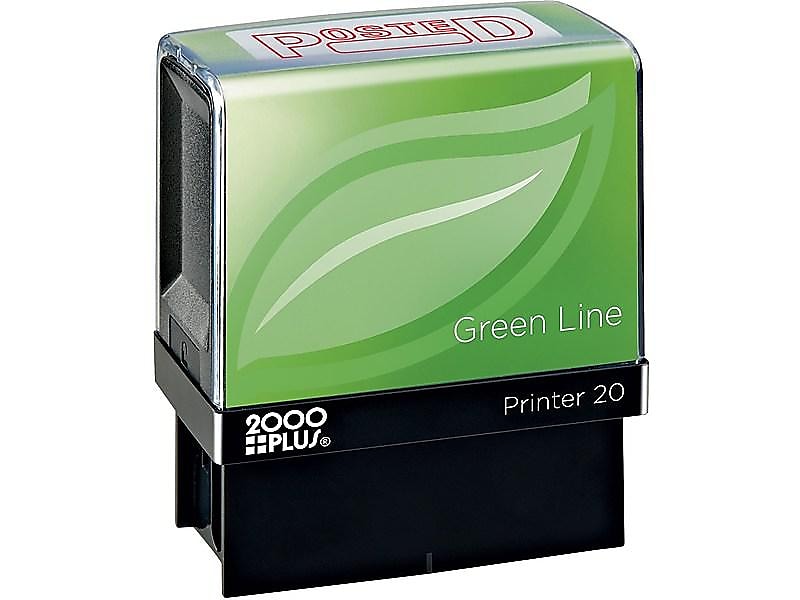 2000 Plus Green Line Pre-Inked Stamp, POSTED, Red Ink