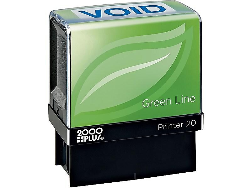 2000 Plus Green Line Pre-Inked Stamp, VOID, Blue Ink