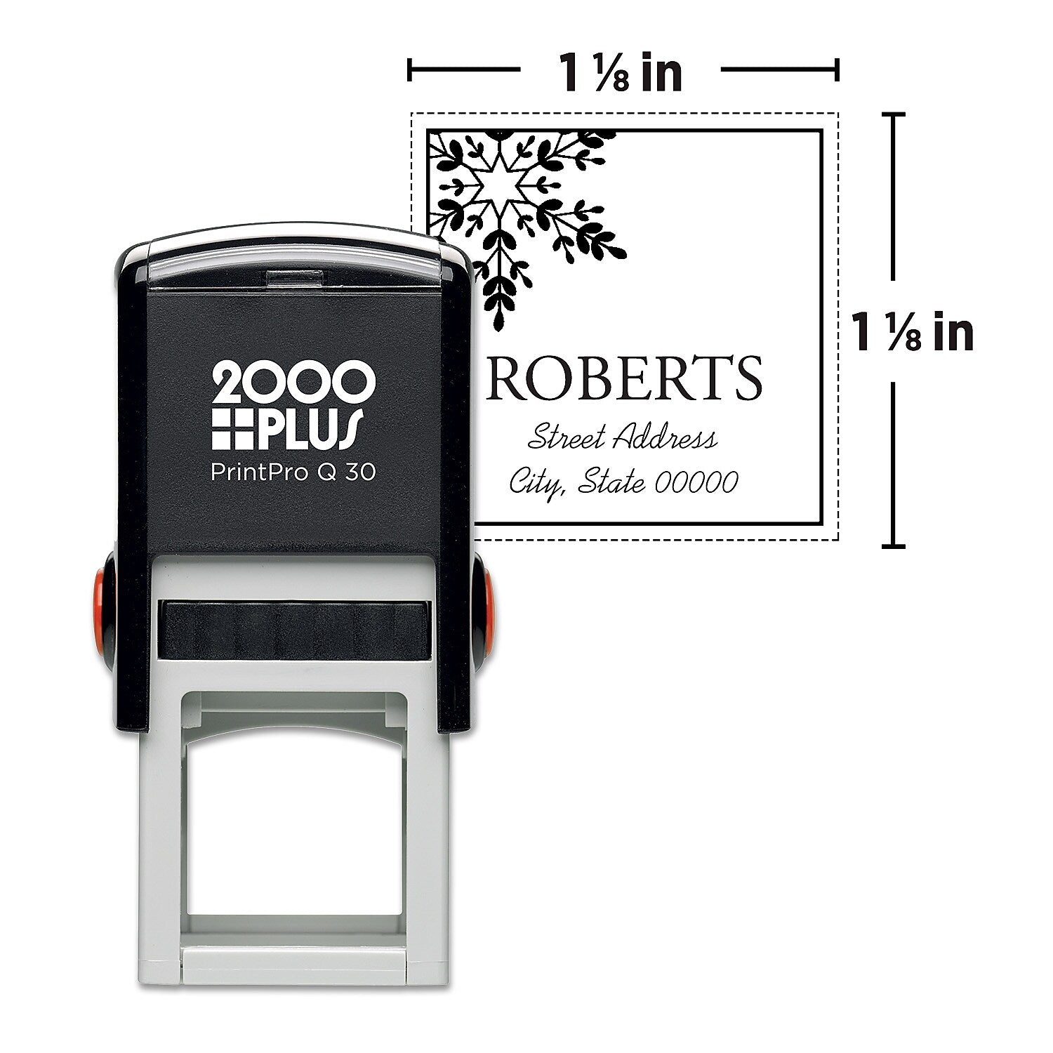 2000 Plus PrintPro Q30 Self-Inking Square Holiday Stamp, 1 1/8