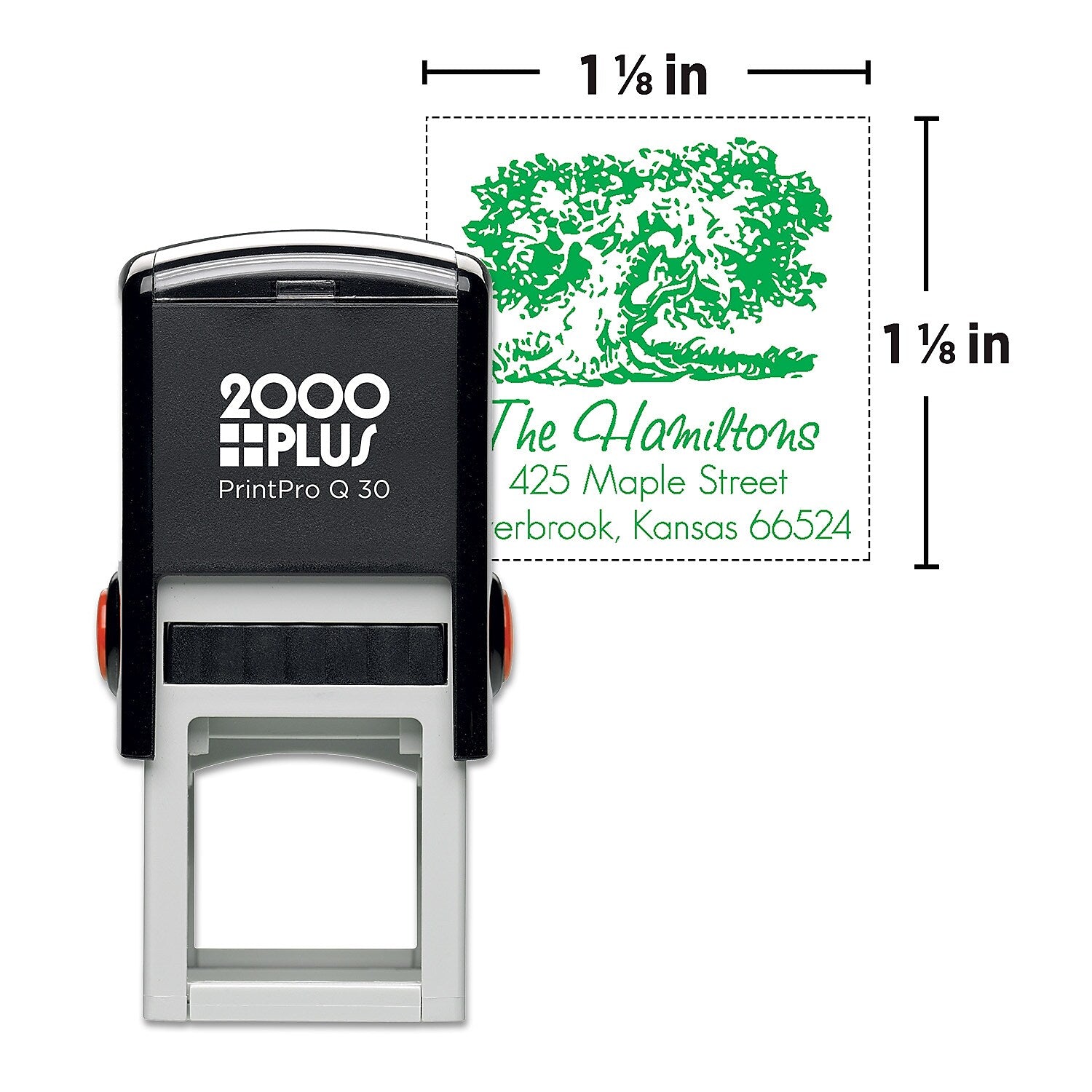 2000 Plus PrintPro Q30 Self-Inking Square Stamp, 1 1/8