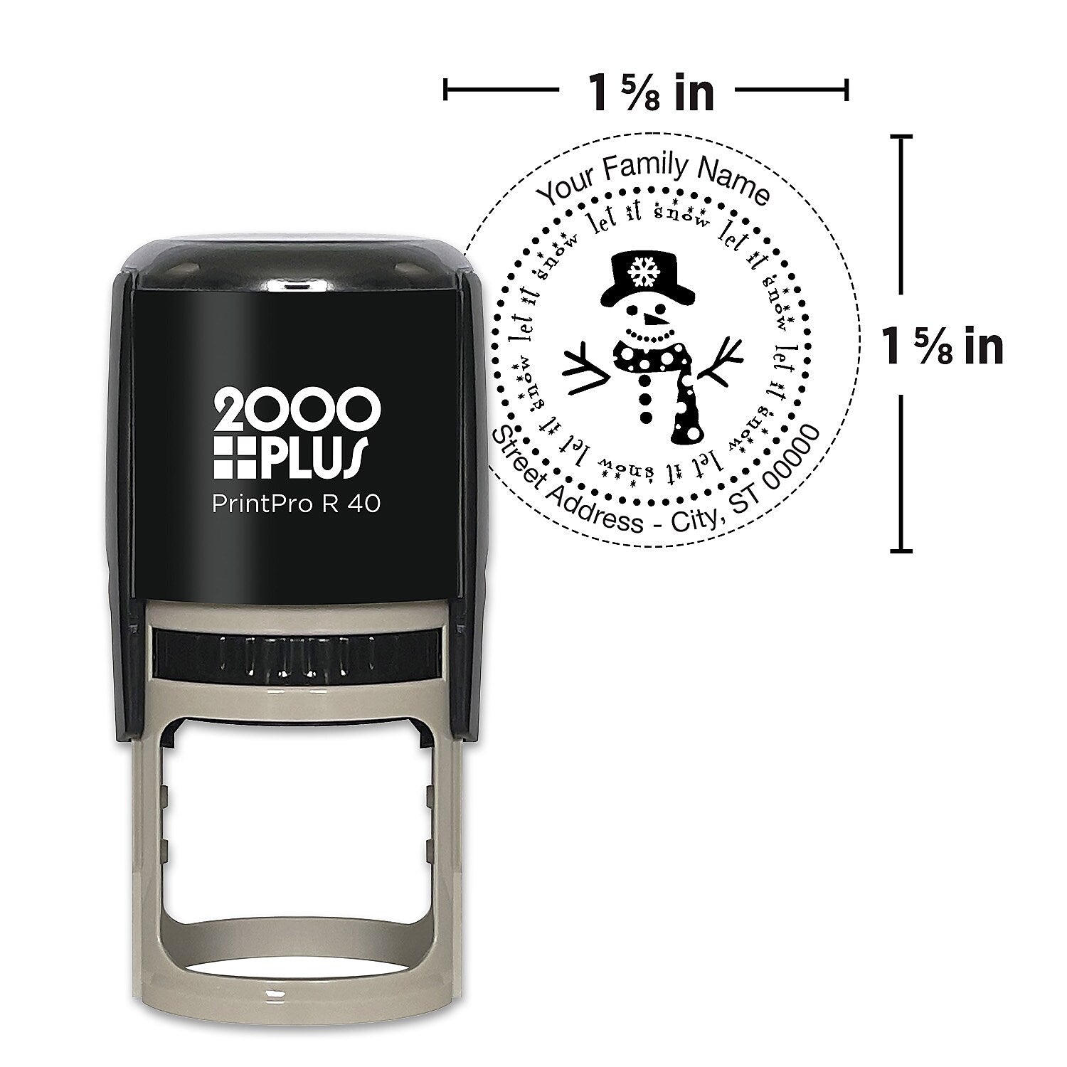 2000 Plus PrintPro R40 Self-Inking Round Holiday Stamp, 1 9/16