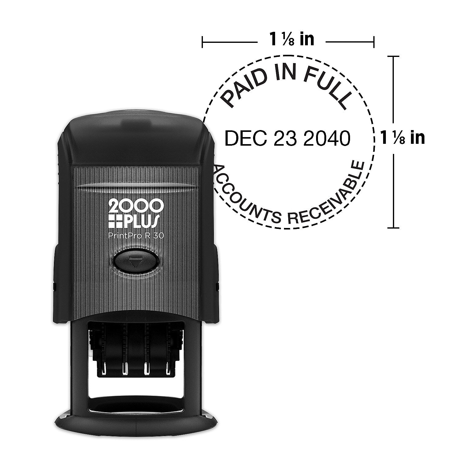 2000 Plus PrintPro Self-Inking Light Duty Round Dater R30D, 1 1/8