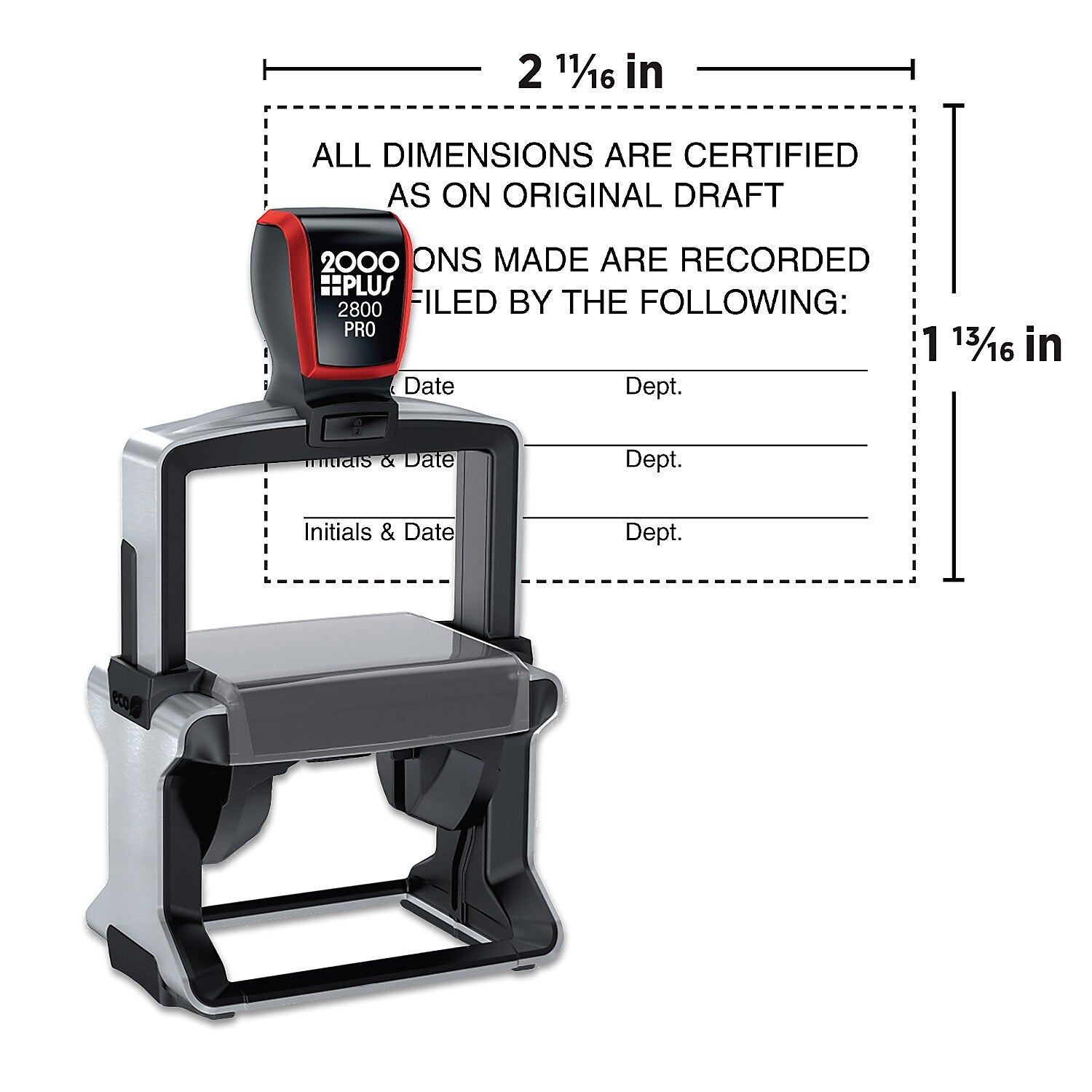 2000 Plus Pro 2800 Heavy Duty Self-Inking Stamp, 1 13/16