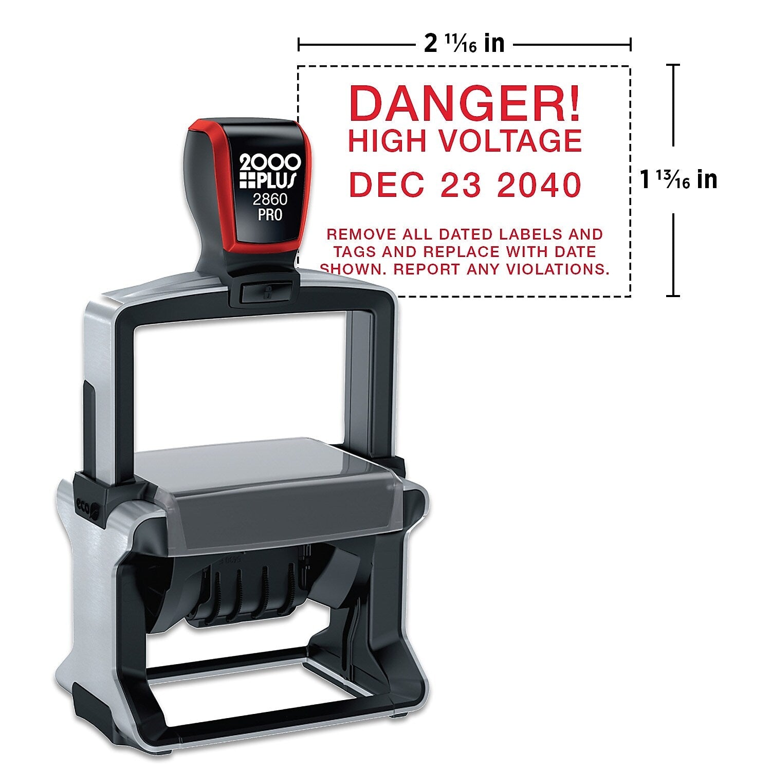 2000 Plus Pro Self-Inking 2860D Heavy Duty Metal Dater, 1 13/16