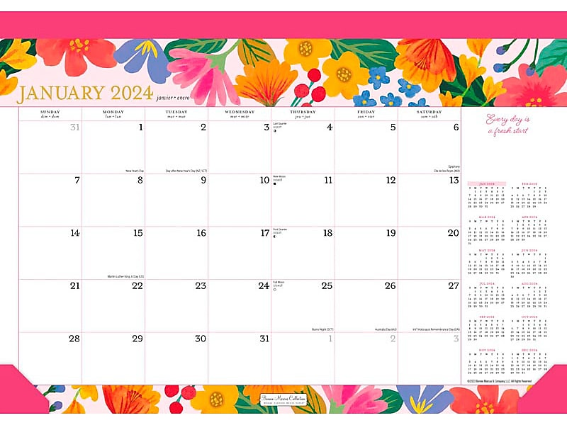 2023-2024 Plato Bonnie Marcus 15.5" x 11" Academic & Calendar Monthly Desk Pad Calendar