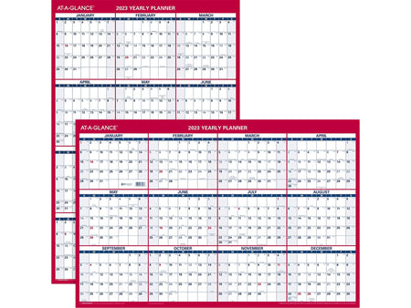 2023 AT-A-GLANCE 36" x 24" Yearly Wet-Erase Wall Calendar, Reversible, Red/Blue