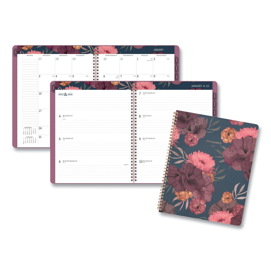 2024-2025 AT-A-GLANCE 11 x 8.5 Dark Romance Weekly/Monthly Planner, Dark Romance Floral