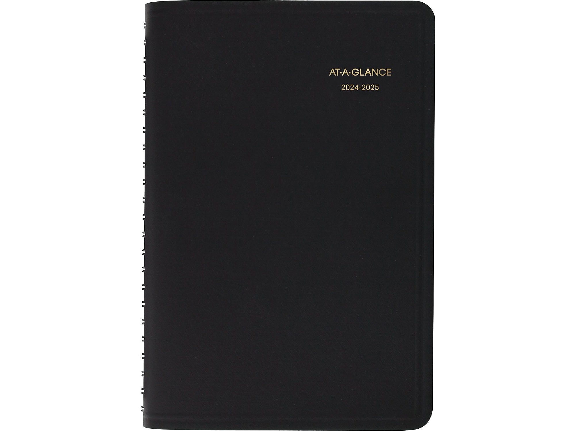 2024-2025 AT-A-GLANCE 5" x 8" Academic Daily Planner, Faux Leather Cover, Black