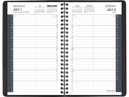 2024-2025 AT-A-GLANCE 5" x 8" Academic Daily Planner, Faux Leather Cover, Black