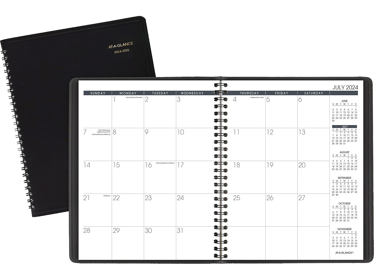 2024-2025 AT-A-GLANCE 7" x 8.75" Academic Monthly Planner, Faux Leather Cover, Black