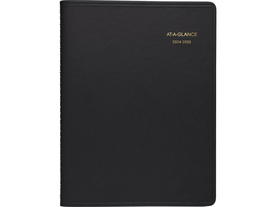 2024-2025 AT-A-GLANCE 8.25" x 11" Academic Weekly Appointment Book, Faux Leather Cover, Black