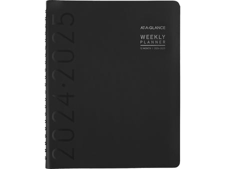 2024-2025 AT-A-GLANCE Contemporary 8.25" x 11" Academic Weekly & Monthly Planner, Faux Leather Cover, Black