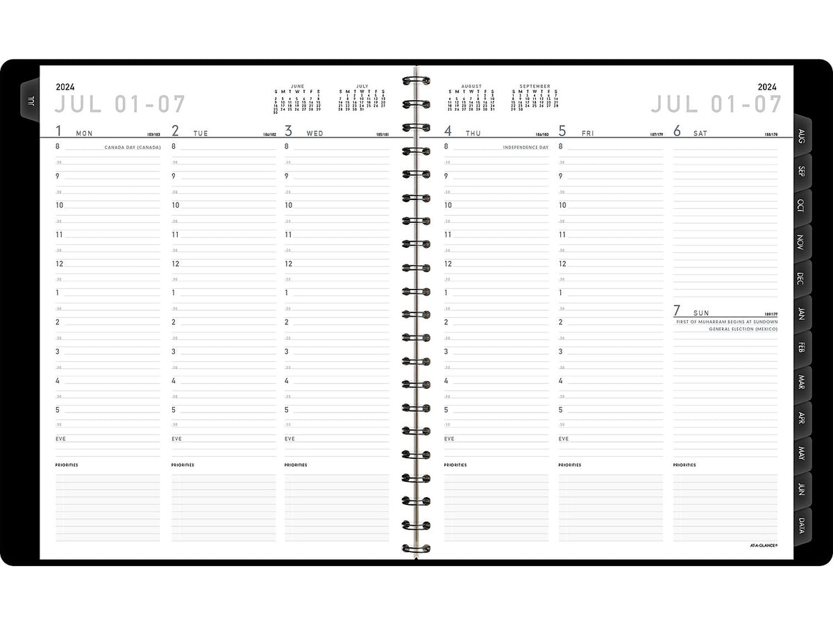 2024-2025 AT-A-GLANCE Contemporary 8.25" x 11" Academic Weekly & Monthly Planner, Faux Leather Cover, Black