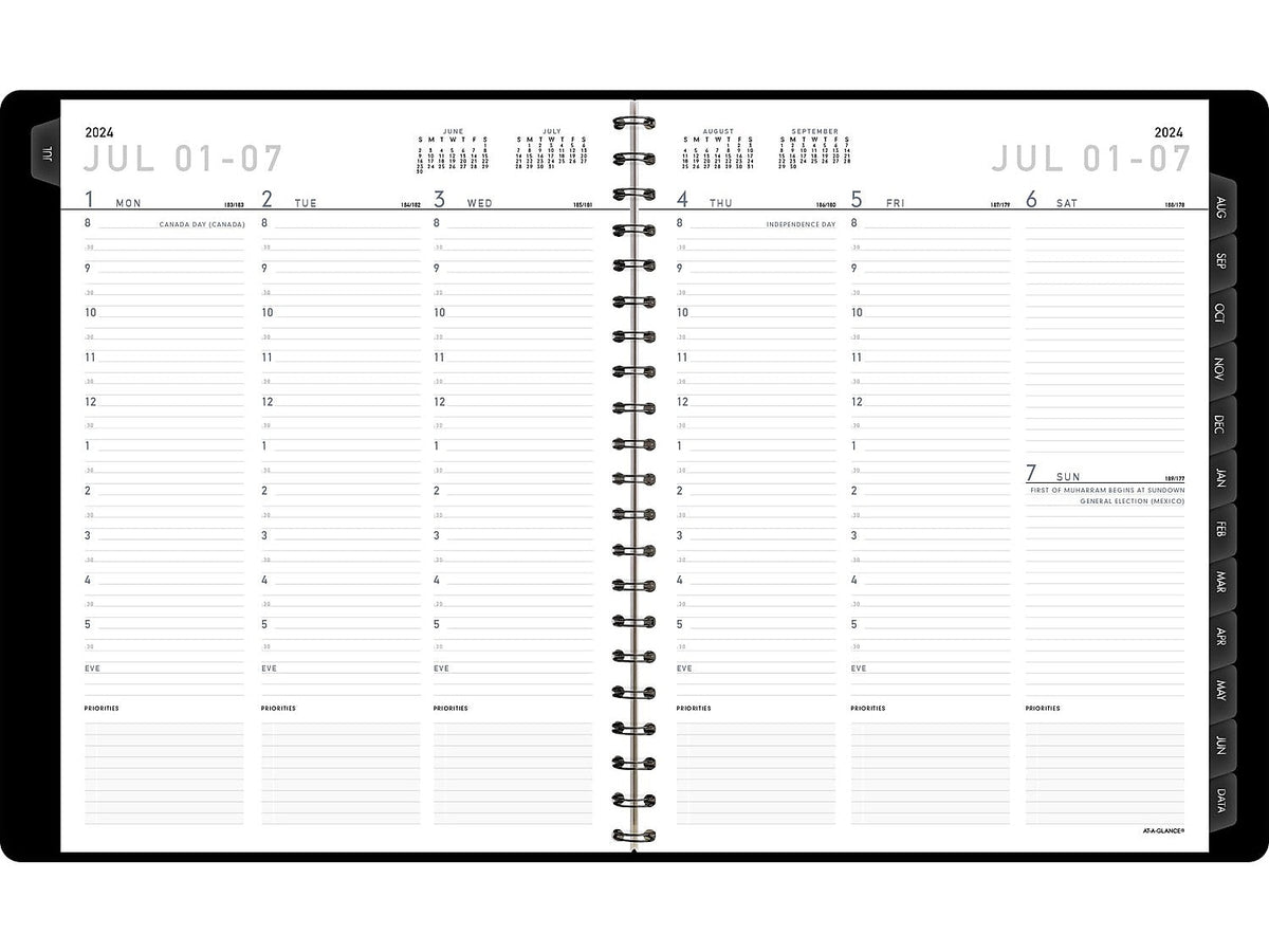 2024-2025 AT-A-GLANCE Contemporary 8.25" x 11" Academic Weekly & Monthly Planner, Faux Leather Cover, Black