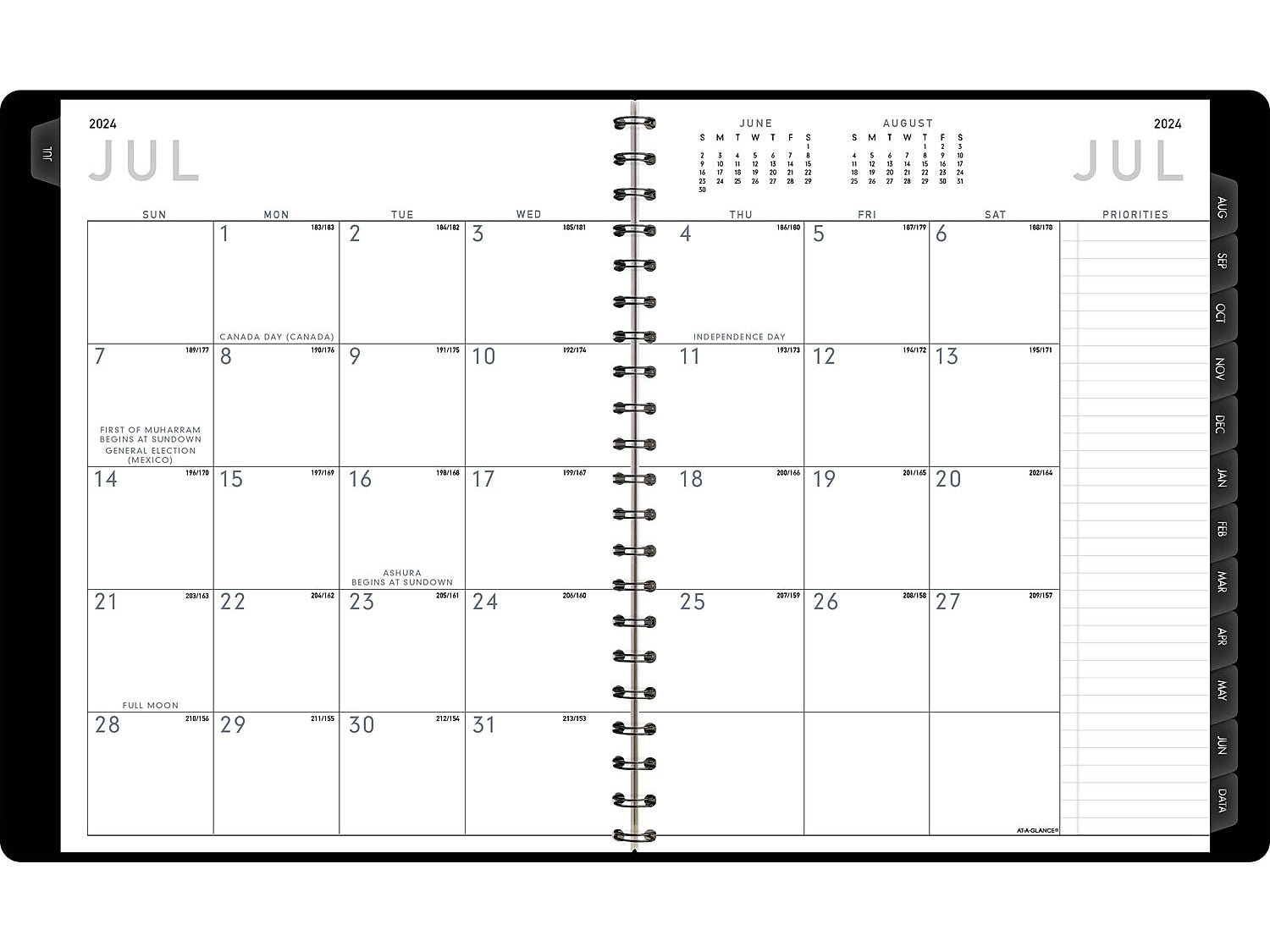 2024-2025 AT-A-GLANCE Contemporary 8.25" x 11" Academic Weekly & Monthly Planner, Faux Leather Cover, Black