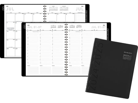 2024-2025 AT-A-GLANCE Contemporary 8.25" x 11" Academic Weekly & Monthly Planner, Faux Leather Cover, Black