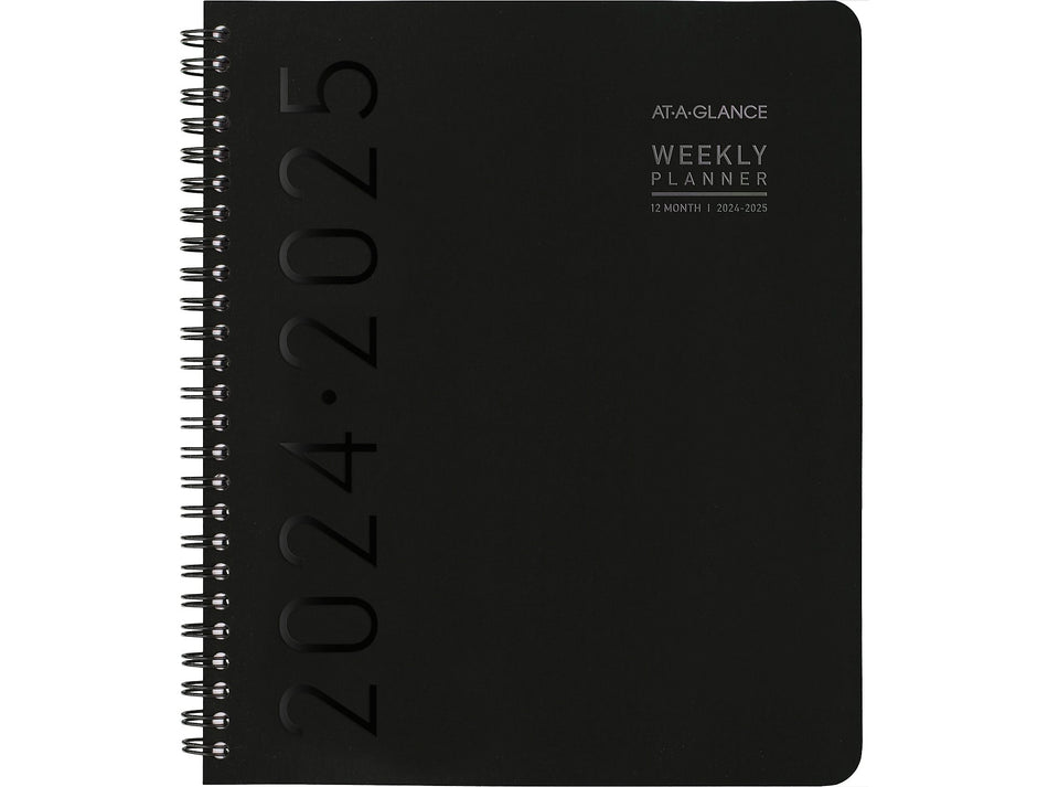 2024-2025 AT-A-GLANCE Contemporary Lite 7" x 8.75" Academic Weekly & Monthly Planner, Faux Leather Cover, Black