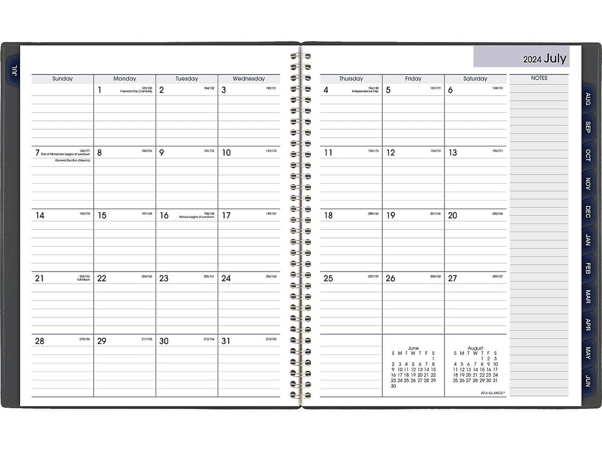 2024-2025 AT-A-GLANCE DayMinder 8.5" x 11" Academic Monthly Planner, Poly Cover, Charcoal