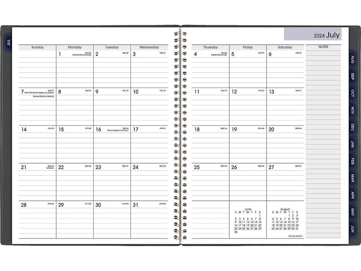 2024-2025 AT-A-GLANCE DayMinder 8.5" x 11" Academic Monthly Planner, Poly Cover, Charcoal