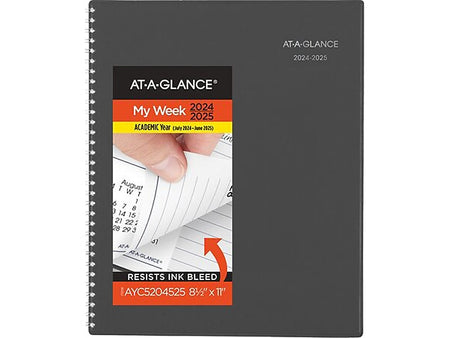 2024-2025 AT-A-GLANCE DayMinder 8.5" x 11" Academic Weekly & Monthly Planner, Poly, Charcoal