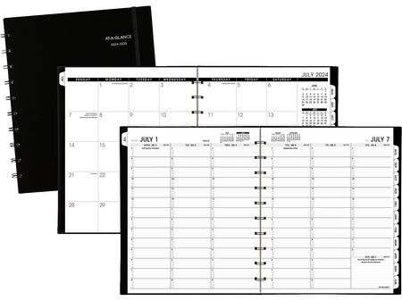 2024-2025 AT-A-GLANCE Move-A-Page 9" x 11" Academic Weekly & Monthly Planner, Poly Cover, Black