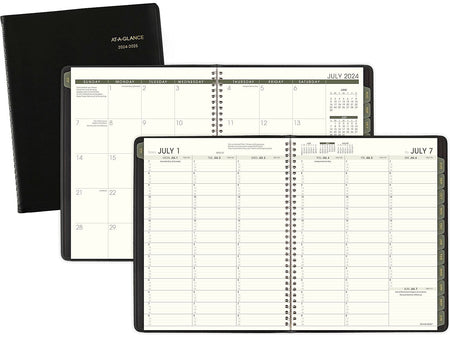 2024-2025 AT-A-GLANCE Recycled 8.25" x 11" Academic Weekly & Monthly Appointment Book, Faux Leather Cover, Black