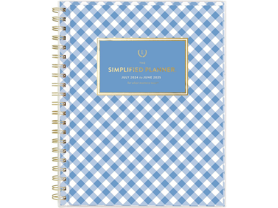 2024-2025 AT-A-GLANCE Simplified by Emily Ley Gingham 8.5" x 11" Academic Weekly & Monthly Planner, Blue/White