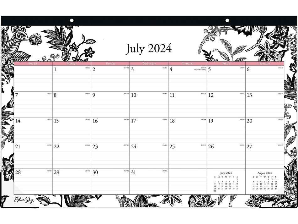 2024-2025 Blue Sky Analeis 17" x 11" Academic Monthly Desk Pad Calendar, Black/White