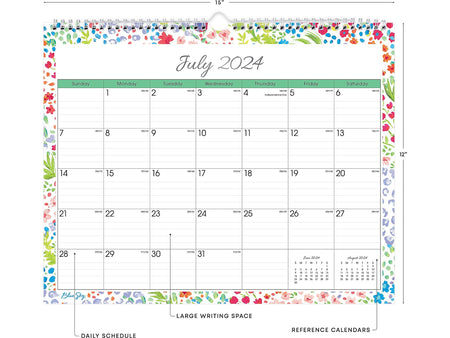 2024-2025 Blue Sky Ditsy Dapple Light 15" x 12" Academic Monthly Wall Calendar