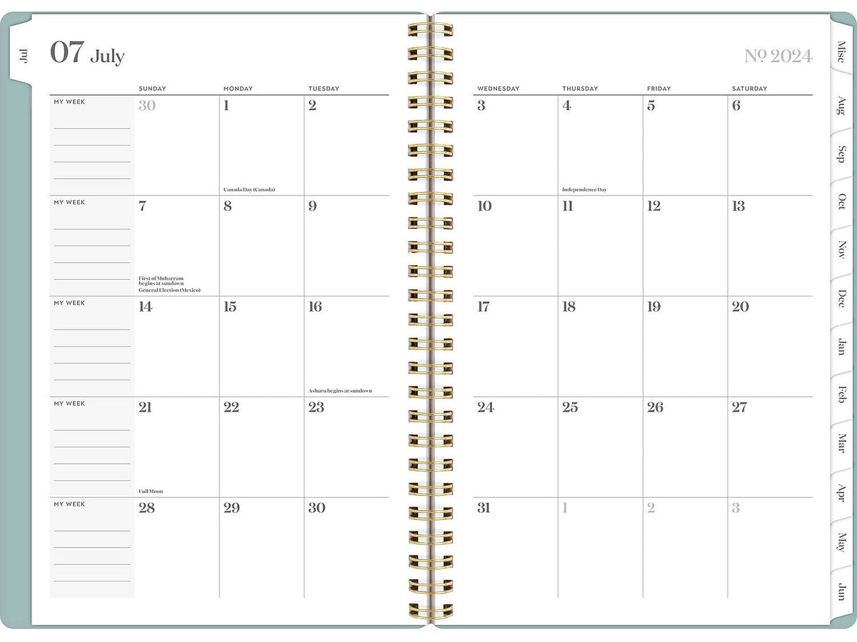 2024-2025 Cambridge WorkStyle Classic 5.5" x 8.5" Academic Weekly & Monthly Planner, Plastic Cover, Mellow Frost