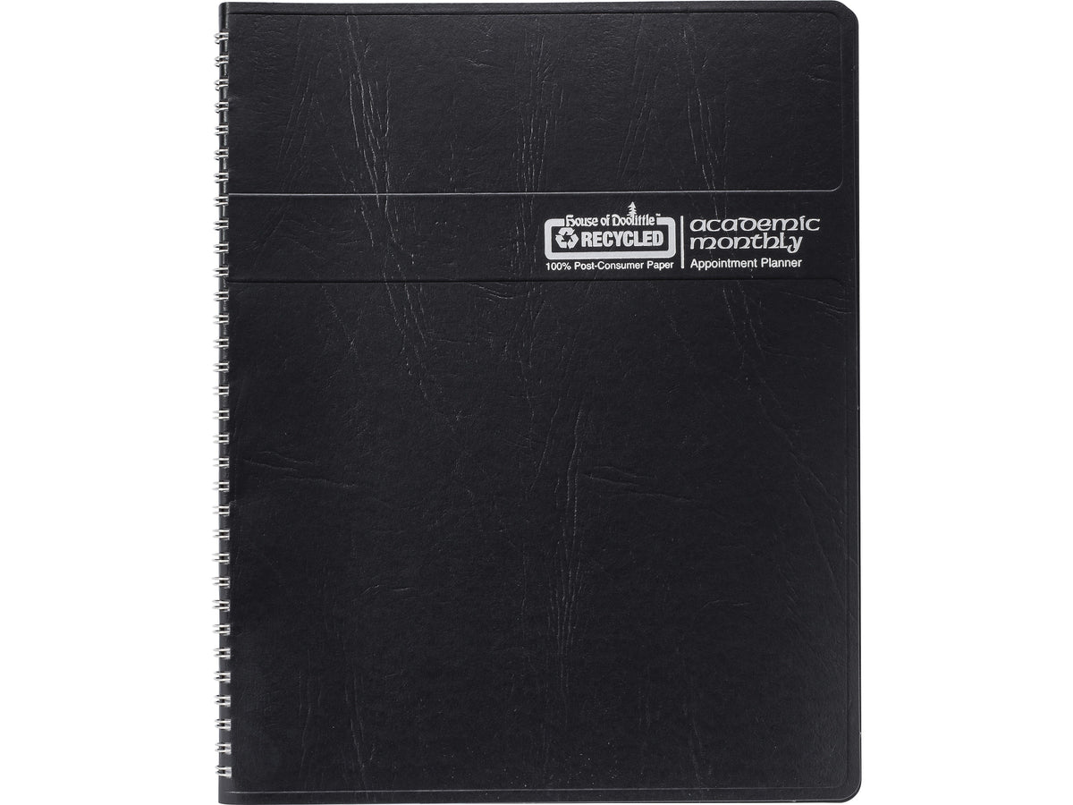 2024-2025 House of Doolittle 8.5" x 11" Academic Monthly Planner, Leatherette Cover, Black