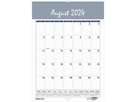 2024-2025 House of Doolittle Bar Harbor 31" x 21" Academic Monthly Wall Calendar, Wedgwood Blue/Gray