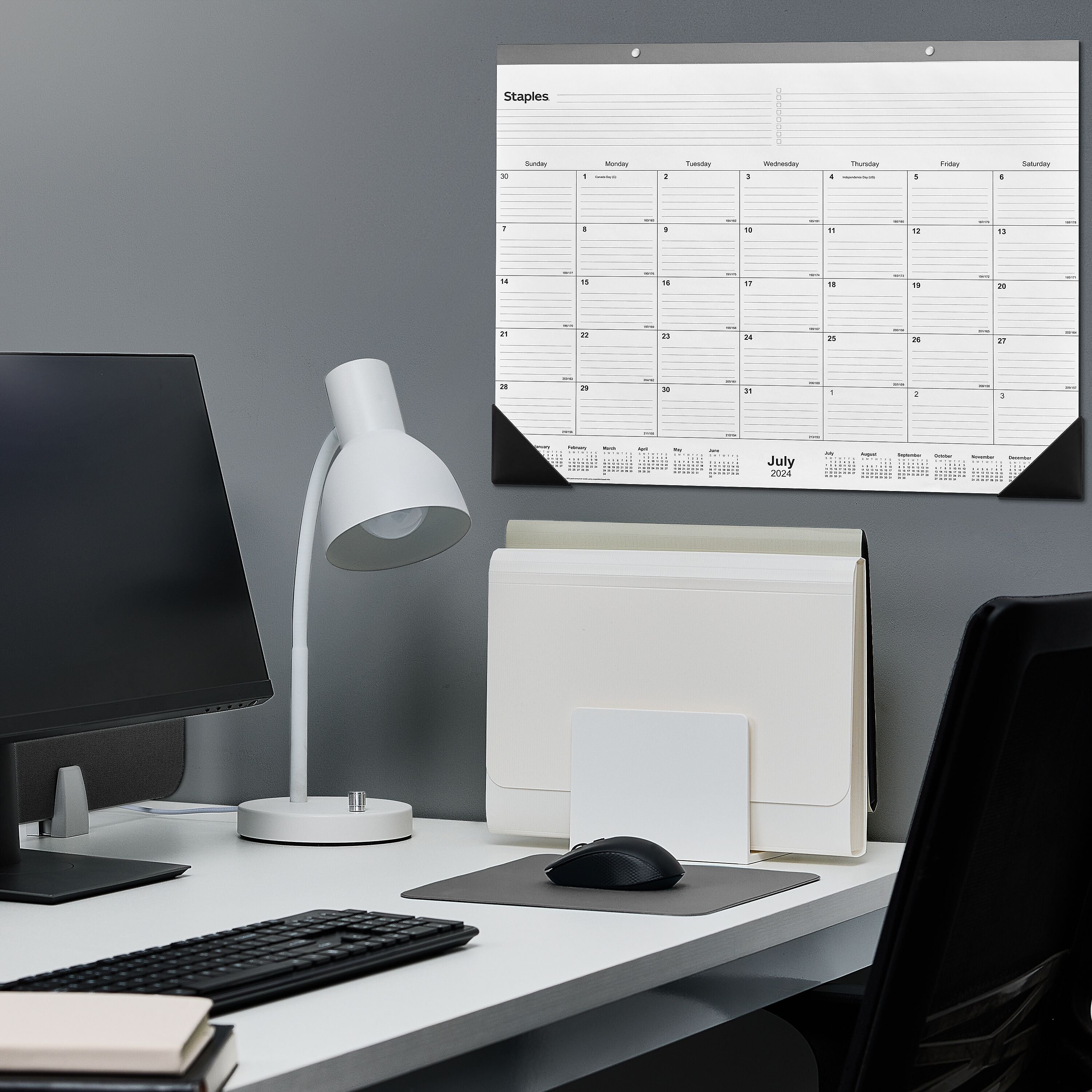 2024-2025 Staples 22" x 17" Academic Monthly Desk Pad Calendar, Gray