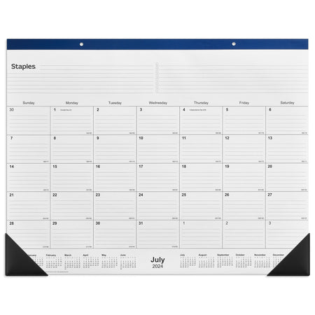 2024-2025 Staples 22" x 17" Academic Monthly Desk Pad Calendar, Navy