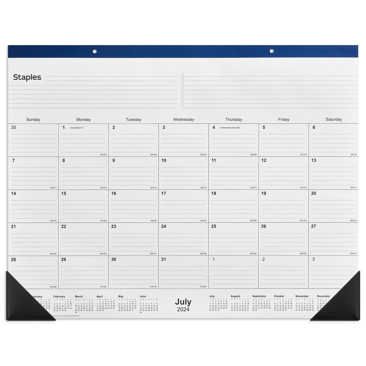 2024-2025 Staples 22" x 17" Academic Monthly Desk Pad Calendar, Navy