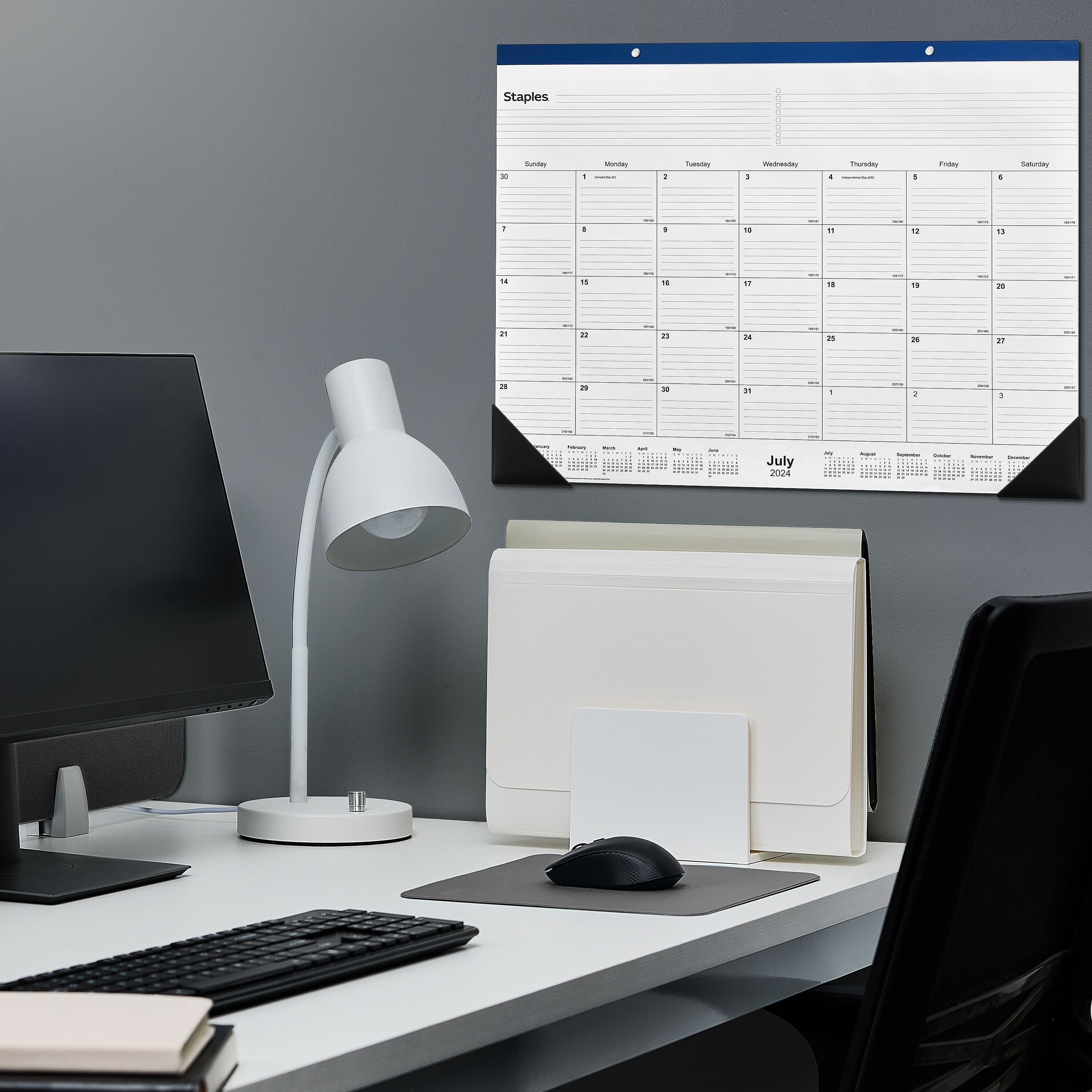 2024-2025 Staples 22" x 17" Academic Monthly Desk Pad Calendar, Navy