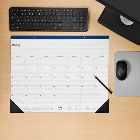 2024-2025 Staples 22" x 17" Academic Monthly Desk Pad Calendar, Navy