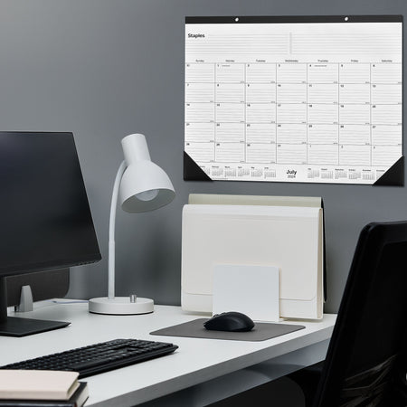 2024-2025 Staples 22" x 17" Academic Monthly Desk Pad Calendar, White/Black