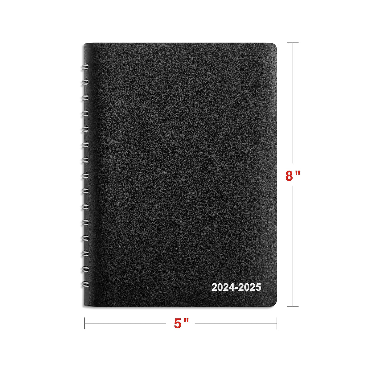2024-2025 Staples 5" x 8" Academic Daily Appointment Book, Faux Leather Cover, Black