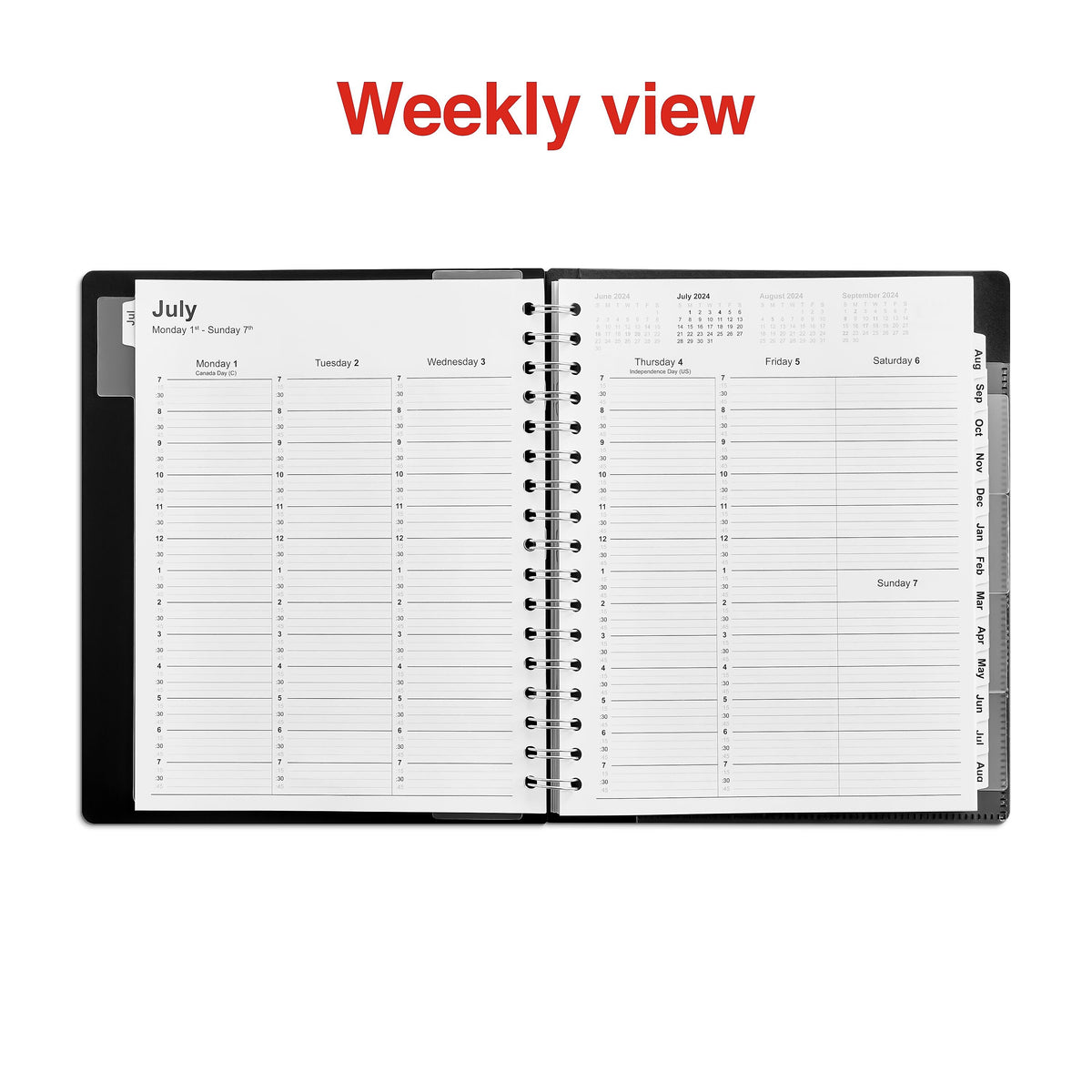 2024-2025 Staples 7" x 9" Academic Weekly & Monthly Appointment Book, Plastic Cover, Black