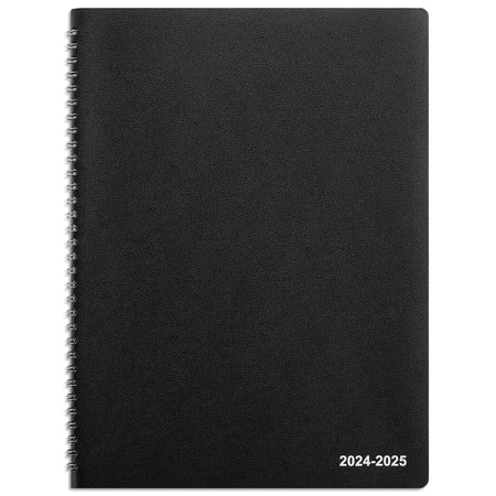 2024-2025 Staples 8" x 11" Academic Monthly Planner, Faux Leather Cover, Black