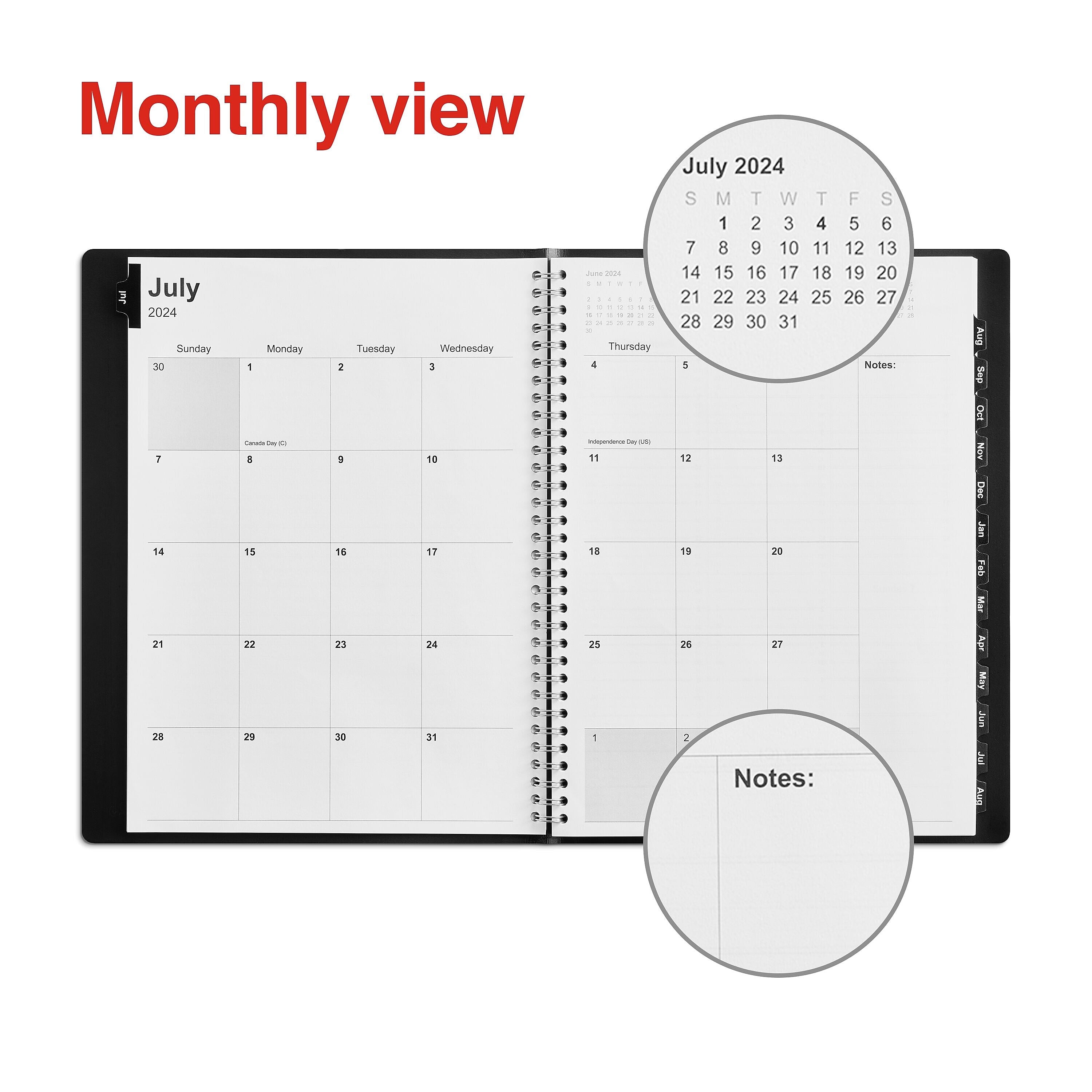 2024-2025 Staples 8" x 11" Academic Weekly & Monthly Appointment Book, Faux Leather Cover, Black
